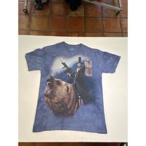 Vintage The Mountain Abraham Lincoln Bear Graphic T Shirt Medium Funny USA Tee